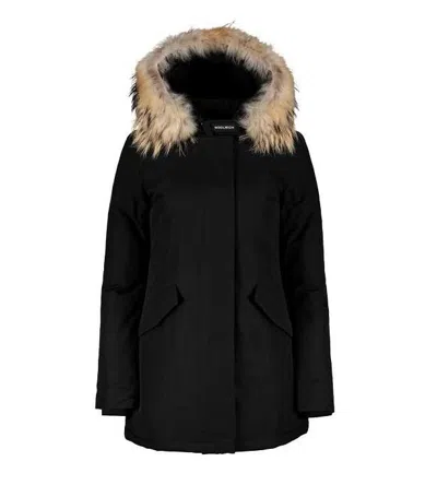 Woolrich Blue Technical Fabric Parka In Black
