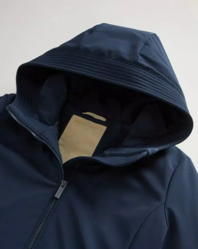 Woolrich Hooded Long Sleeve Quilted Parka Coat In Blue