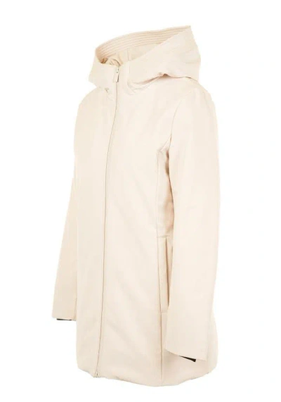 Woolrich Zip-fastening Hooded Coat In Neutral