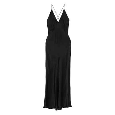 Anine Bing Laurel Spaghetti-strap V-neck Maxi Dress In Black