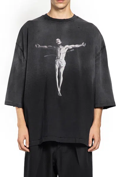 Willy Chavarria Slate Cotton Tarantula Buffalo Oversize T-shirt In Black