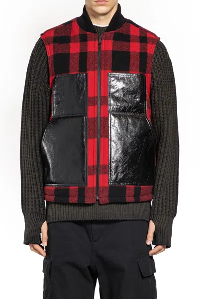 Junya Watanabe Check Pattern Sleeveless Jacket Pockets In Red