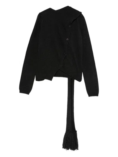 Semicouture Scarf-detailing Cardigan In Black