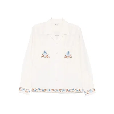 Bode Nouveau Vine Camp-collar Embroidered Cotton-poplin Shirt In Multi