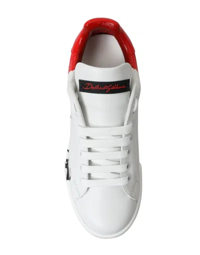 Dolce & Gabbana White Red Lace Up Womens Low Top Sneakers Shoes In Multi