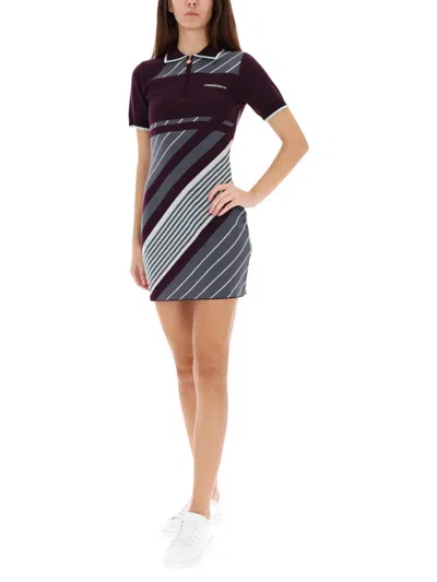 Casablanca Diagonal Striped Mini Dress In Merino Wool In Multi