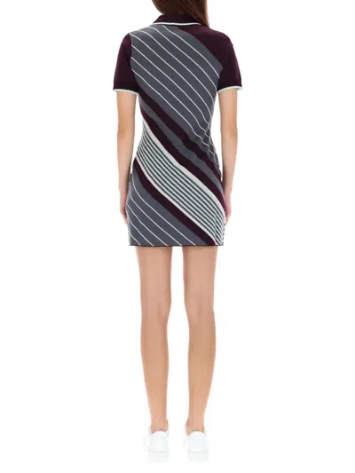 Casablanca Diagonal Striped Mini Dress In Merino Wool In Multi