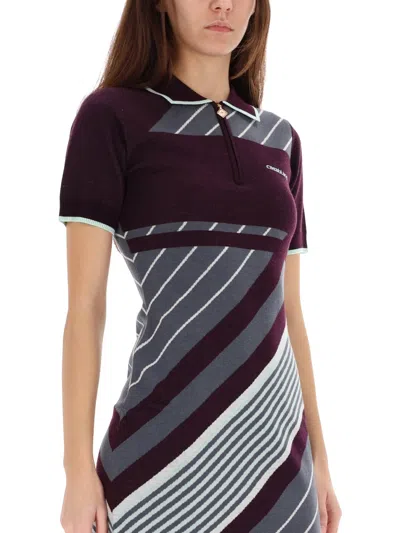 Casablanca Diagonal Striped Mini Dress In Merino Wool In Multi