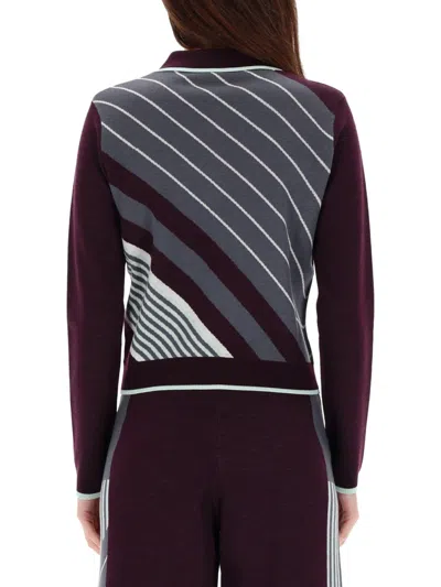Casablanca Violet Geometric Pattern Sweater With Zip-up Collar In Multi