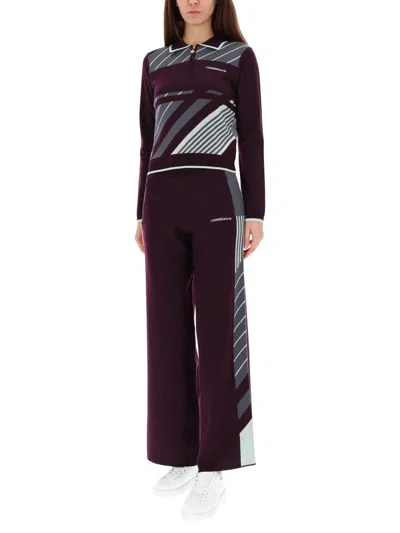 Casablanca Violet Geometric Pattern Sweater With Zip-up Collar In Multi