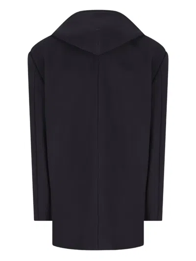 Balenciaga Men Short Coat With Hood In Blue