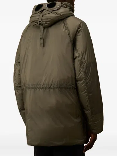 C.p. Company Goggle-detail Puffer Jacket In Brown