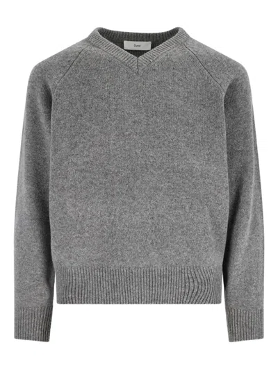 Dunst Wool V-necked Sweater In Gray