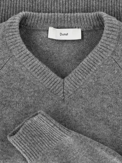 Dunst Wool V-necked Sweater In Gray