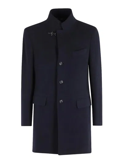Fay Lobster-clasp Single-breasted Coat In Black