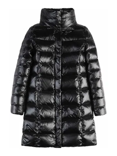 Fay Cropped Black Nylon Down Jacket With Iconic Fastening And Windproof Cuffs In Black