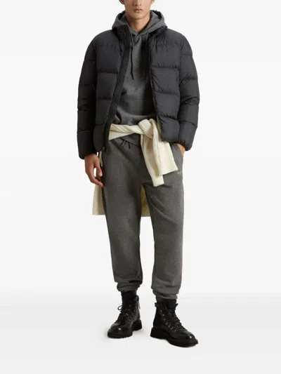 Woolrich Structured Black Coat With Minimalist Design In Gray