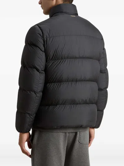 Woolrich Structured Black Coat With Minimalist Design In Gray