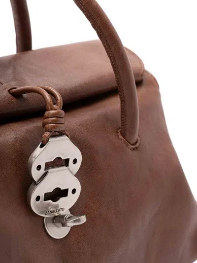 Zanellato Small Dotta In Hammered Leather Bags In Brown