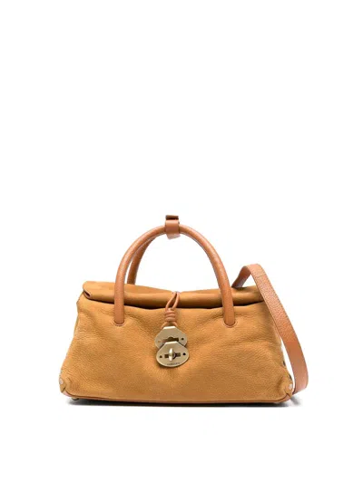 Zanellato Dotta Jones Brandy Suede Shoulder Bag In Brown