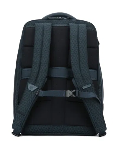 Piquadro Blue Logo Backpack In Blue