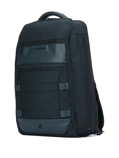 Piquadro Blue Logo Backpack In Blue