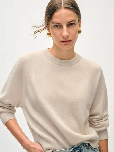 White & Warren Cashmere Easy Sweatshirt In Natural Heather In Multi