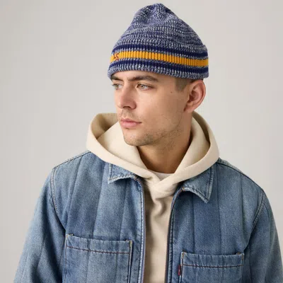 Levi's Monogram Beanie In Blue