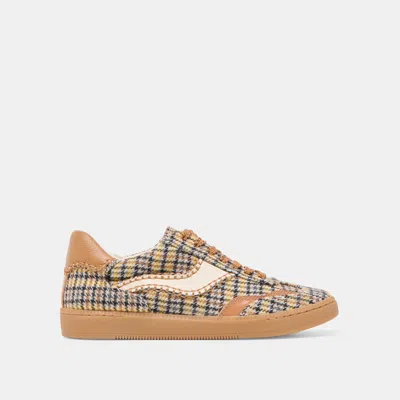 Dolce Vita Notice Stitch Sneakers Yellow Plaid Tweed In Multi