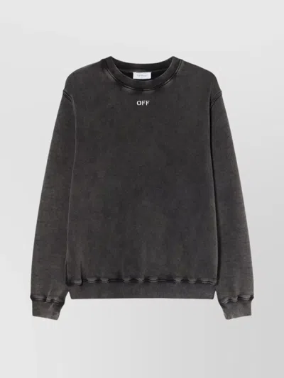 Off-white Arrow Logo Check Knit Sweatshirt In Gray