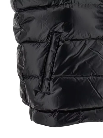 Perfect Moment Hooded Sleeveless Quilted Vest Pockets In Black