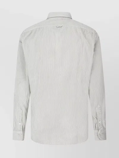 Finamore 1925 Minimalist Grey Shirt With Button-down Front And Long Sleeves In Neutral