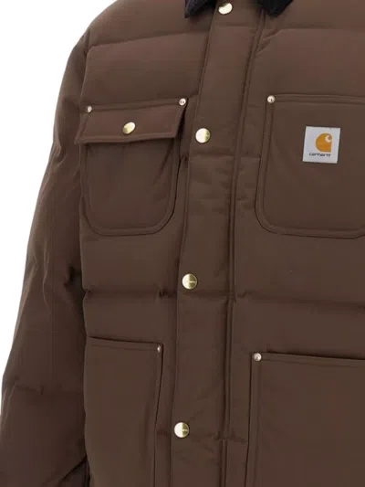 Carhartt Stylish Short Jacket Featuring Buttoned Pockets In Brown