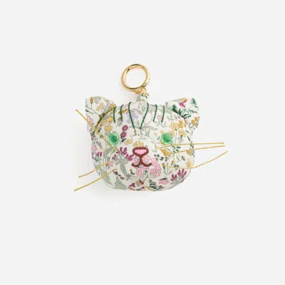 Stoney Clover Lane Puffy Cat Bag Charm Made With Liberty Fabric In Gold