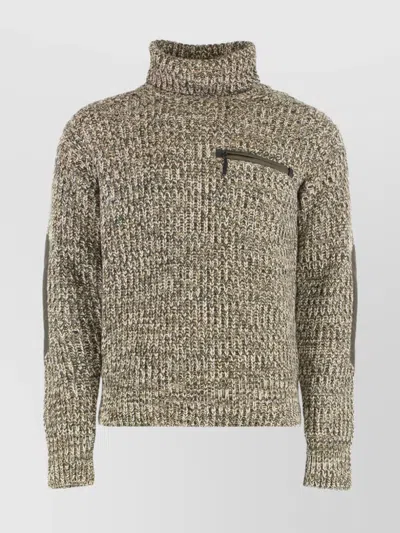Moncler Wool Turtleneck Sweater For Versatile Styling In Neutral