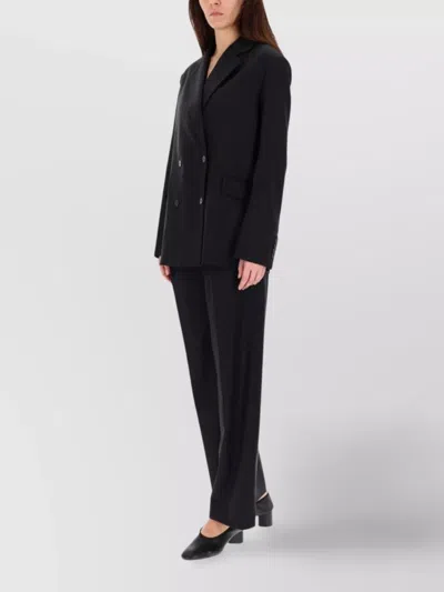 Loulou Studio Jacket With Flap Pockets And Notched Lapels In Black