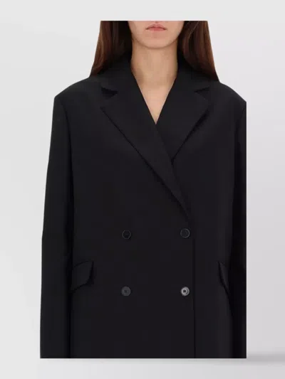 Loulou Studio Jacket With Flap Pockets And Notched Lapels In Black