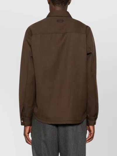 Jacob Cohen Wool Shirt Jacket With Long Sleeves And Collar In Brown