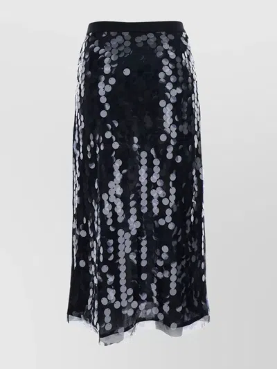Semicouture Black Skirt With All-over Sequins In Tech Fabric Woman In Black