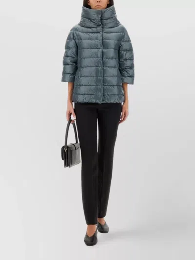 Herno Aminta Funnel-neck Three-quarter-sleeves Jacket In Blue