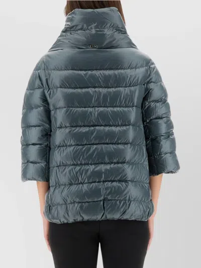 Herno Aminta Funnel-neck Three-quarter-sleeves Jacket In Blue