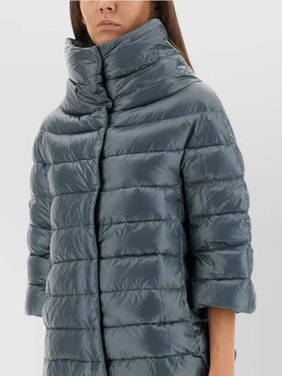 Herno Aminta Funnel-neck Three-quarter-sleeves Jacket In Blue