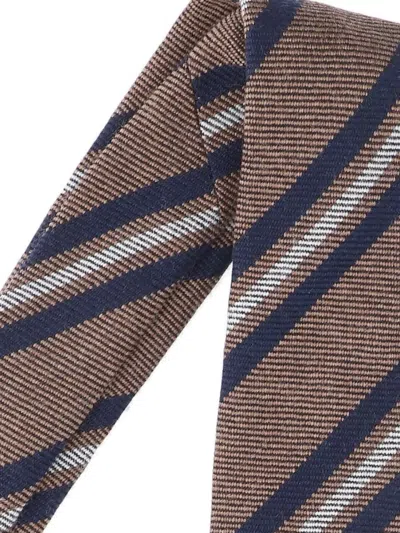 Finamore 1925 Narrow Striped Ties Traditional Shape In Brown