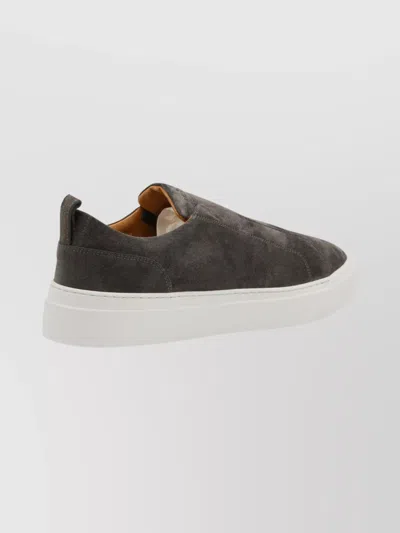 Kiton Suede Low Top Sneakers With Pull Tab In Black