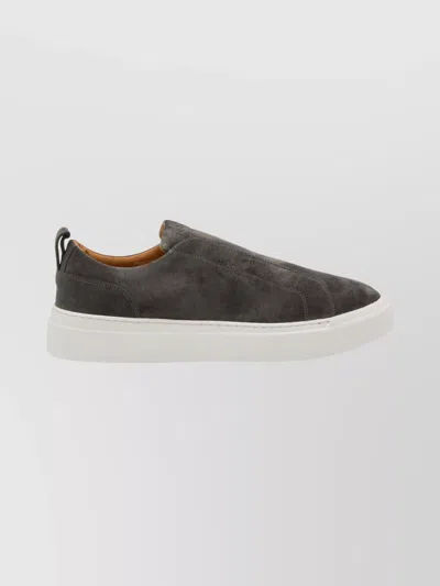 Kiton Suede Low Top Sneakers With Pull Tab In Black
