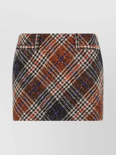 Missoni Multicolor Miniskirt With Concealed Zip Closure And All-over Zig-zag Motif In Wool Woman In Multi