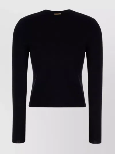 Michael Kors Stretch Wool Blend Cardigan With Crew Neck In Black