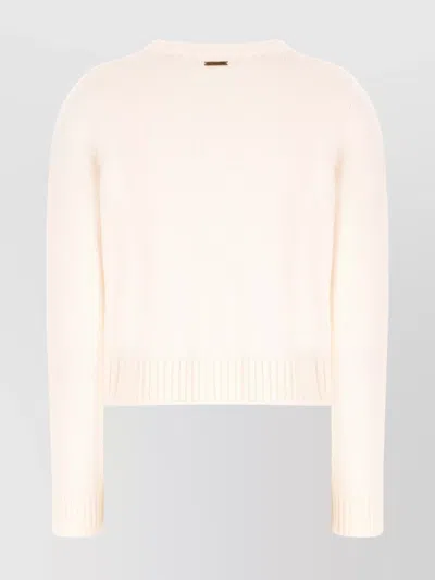 Michael Kors Wool Cardigan With Crew Neck And Patch Pockets In Neutral