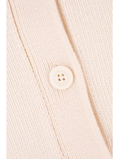 Michael Kors Wool Cardigan With Crew Neck And Patch Pockets In Neutral