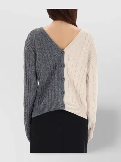 Moschino Two-tone Cardigan In Gray